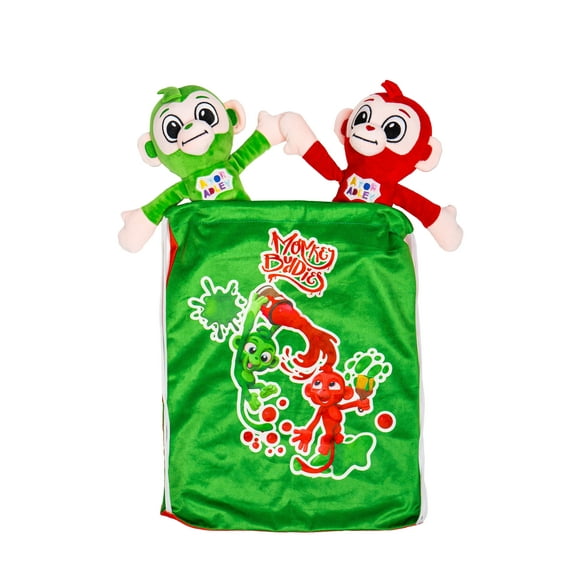 A FOR ADLEY Monkey Buddies, A Pink and Blue Monkey Ready to Be Your Favorite Stuffed Animal Friend. Comes with Carrying Bag.