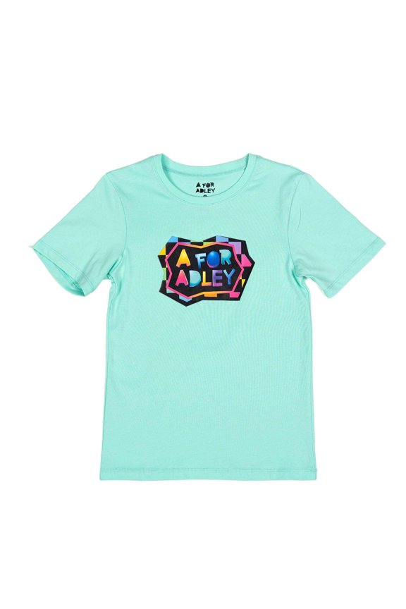 Official Merch Presents a Custom Design Neon Checkered Logo Tee, a Soft Must Have Tee for Her Fans (US, Numeric, 4, Regular, Teal)