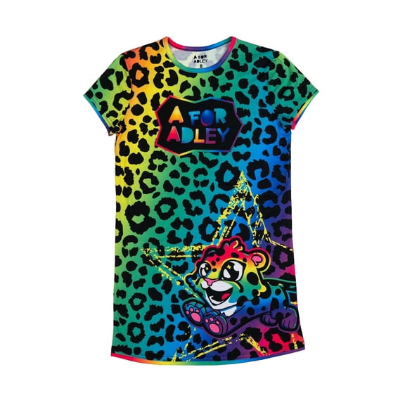 A FOR ADLEY Super Cute and Cozy Jammies, Now You Can Show Your Love For Adley While You Sleep or Just a Nice Pajama Day. (Cheetah Rainbow, 4)