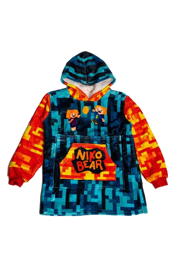 and G for Gaming Present Niko Bear's Comfy, Cozy Blanket Hoodie With a Giant Pocket To Hold Your IPad or Tablet (Youth Extra Large) Multi