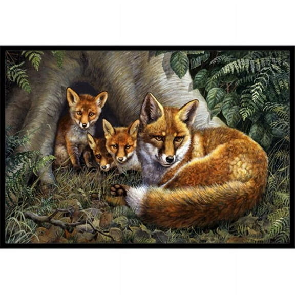 A Family of Foxes at Home Indoor or Outdoor Mat- 18 x 27