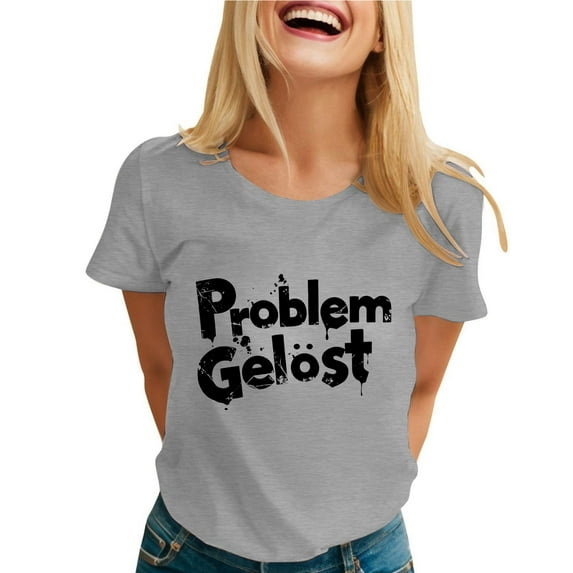 A Fashionable And Casual Round Neck Short Sleeved T Shirt With Letter Prints For Women 2
