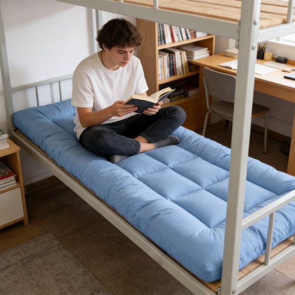 A-Fiber Mattress for Student Bed, Thickened Soft Padded Mattress, Washable, Sanding Finish