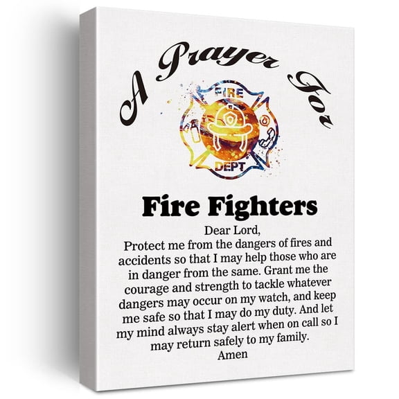 A Fire Fighter's Prayer Canvas Home Wall Art Decor Fireman Gift Painting  Firefighting Professionals Poster Framed Ready To Hang