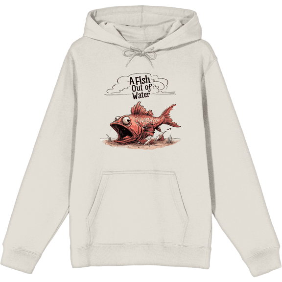 A Fish Out of Water Humor Adult Black Long Sleeve Hoodie-Medium