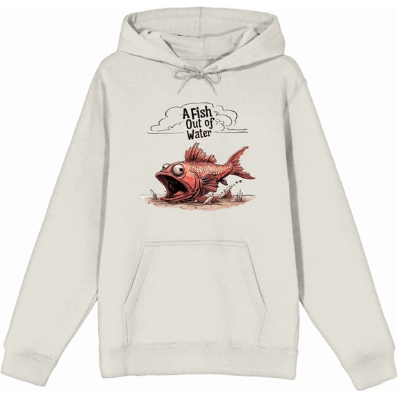 A Fish Out of Water Humor Adult Black Long Sleeve Hoodie-Small
