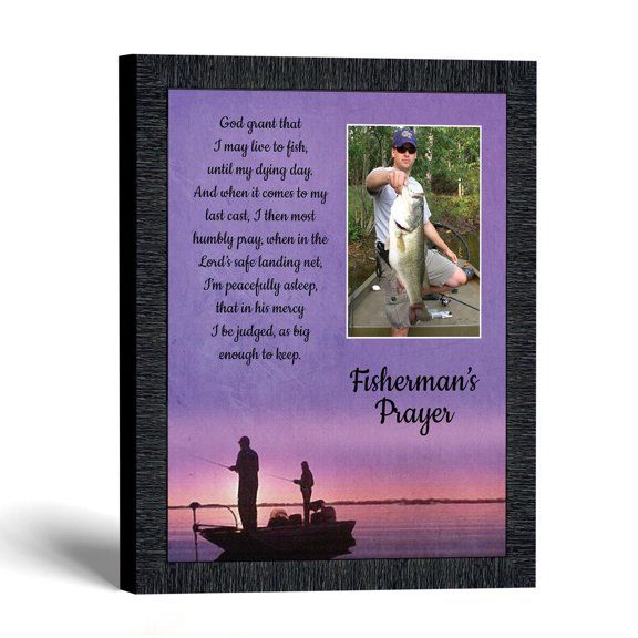 Fishing Picture Frame with Fisherman's Prayer, Christian Gift for Dad
