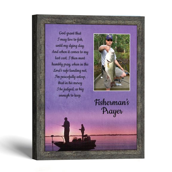 Fishing Picture Frame with Fisherman's Prayer, Christian Gift for Dad