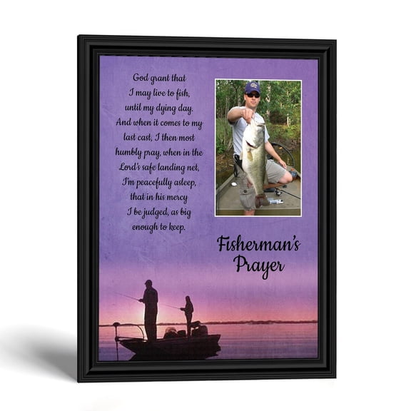 Fishing Picture Frame with Fisherman's Prayer, Christian Gift for Dad