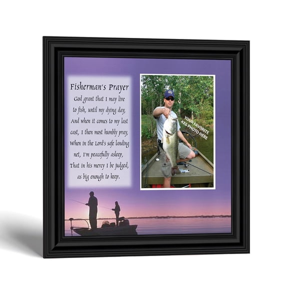 Fishing Picture Frame with Fisherman's Prayer, Christian Gift for Dad