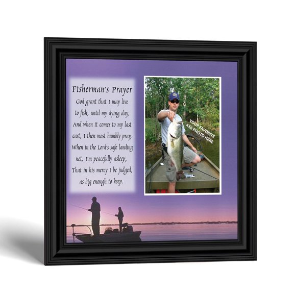 Fishing Picture Frame with Fisherman's Prayer, Christian Gift for Dad