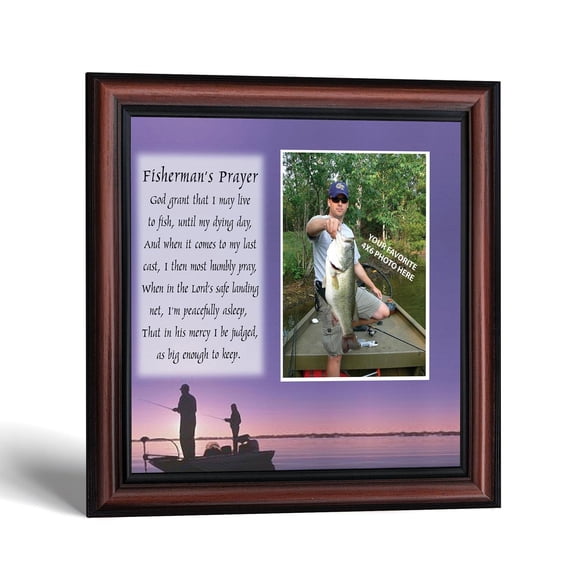 Fishing Picture Frame with Fisherman's Prayer, Christian Gift for Dad