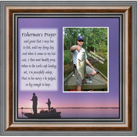A Fisherman's Prayer, Fishing Gifts, Beach, Boating or Fishing Decor, Personalized Picture Frame, 8x8, 9701