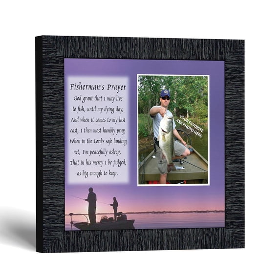 Fishing Picture Frame with Fisherman's Prayer, Christian Gift for Dad