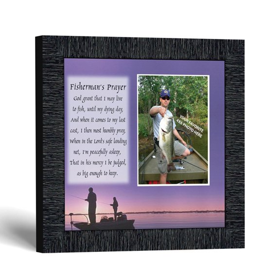 Fishing Picture Frame with Fisherman's Prayer, Christian Gift for Dad