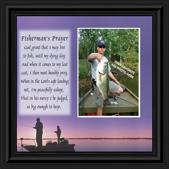 A Fisherman's Prayer, Fishing Gifts, Beach, Boating or Fishing Decor, Personalized Picture Frame, 8x8, 9701
