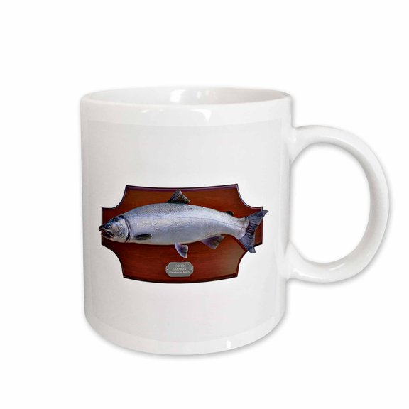 3drose, a Fishing Trophy of a Coho Salmon Mounted on a Mahogany Plaque, 11oz Mug