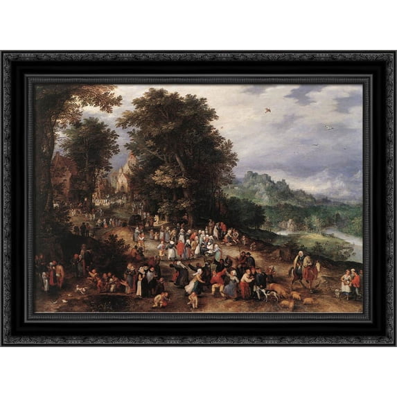 A Flemish Fair 24x19 Black Ornate Wood Framed Canvas Art by Brueghel, Jan the Elder