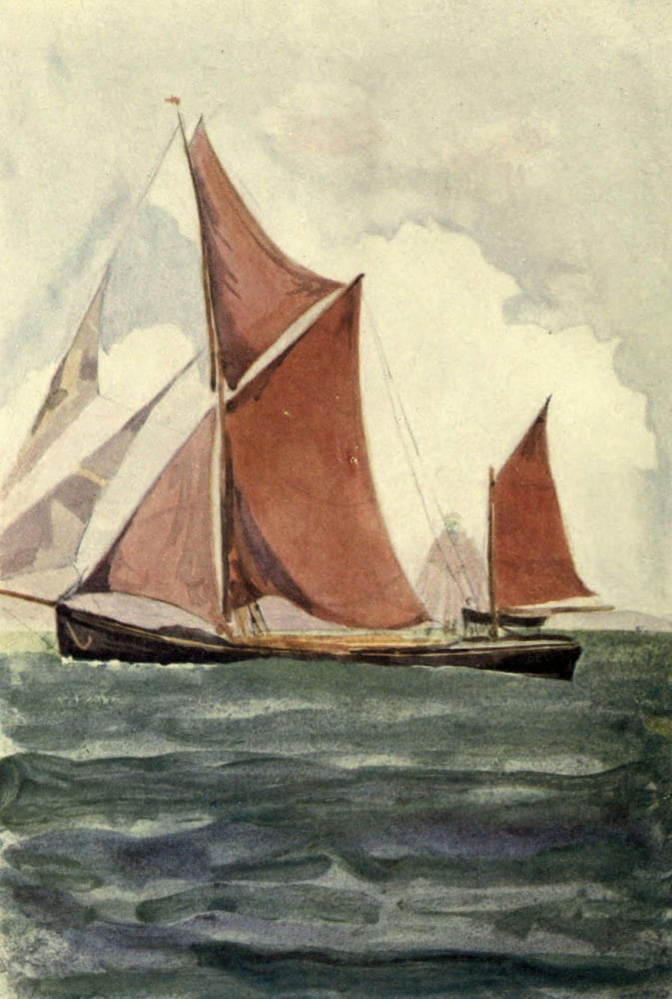 A Floating Home 1918 Barge passing Maplin light Canvas Art - Arnold Bennett (24 x 36)