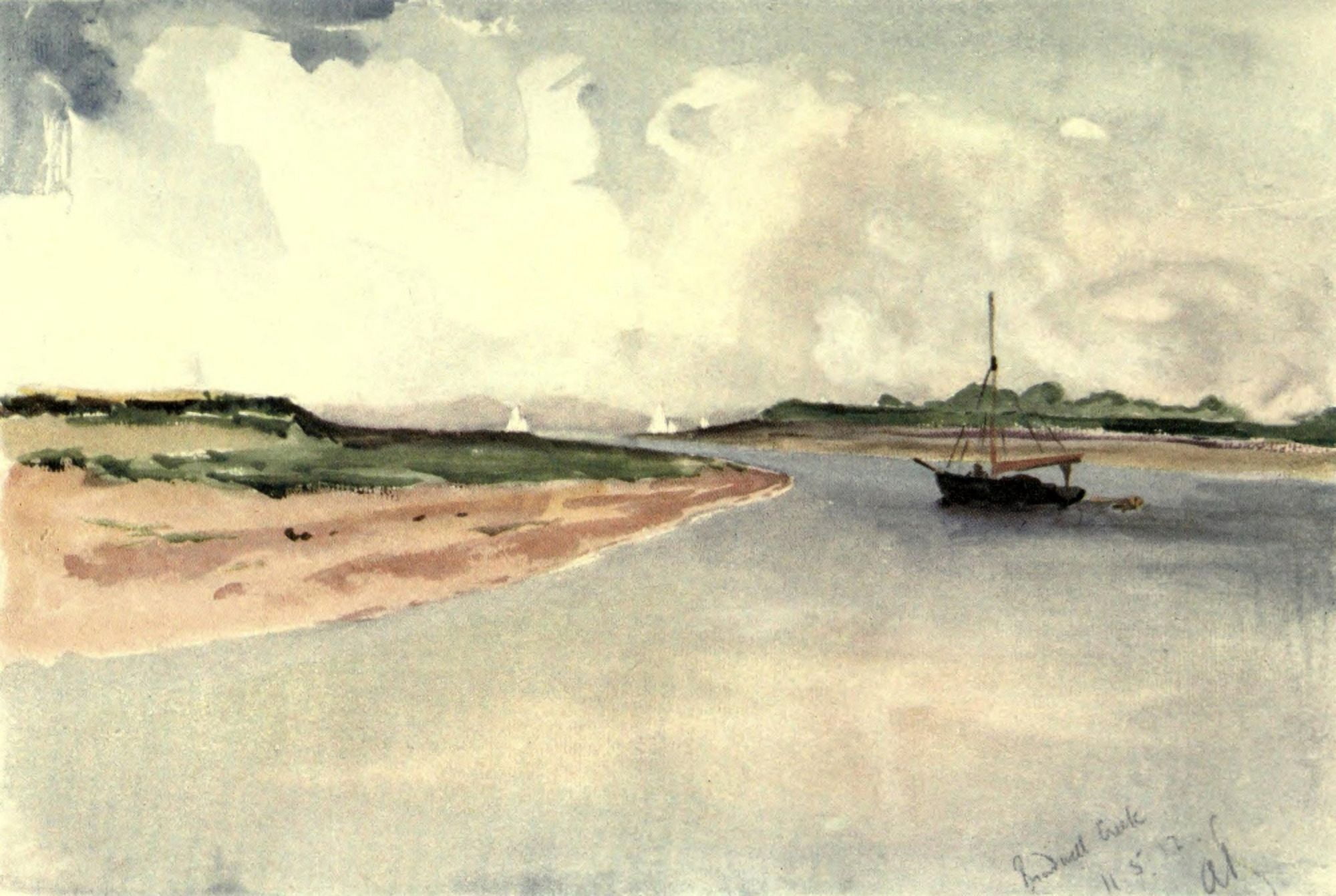 A Floating Home 1918 Bradwell Creek Essex Canvas Art - Arnold Bennett (18 x 24)
