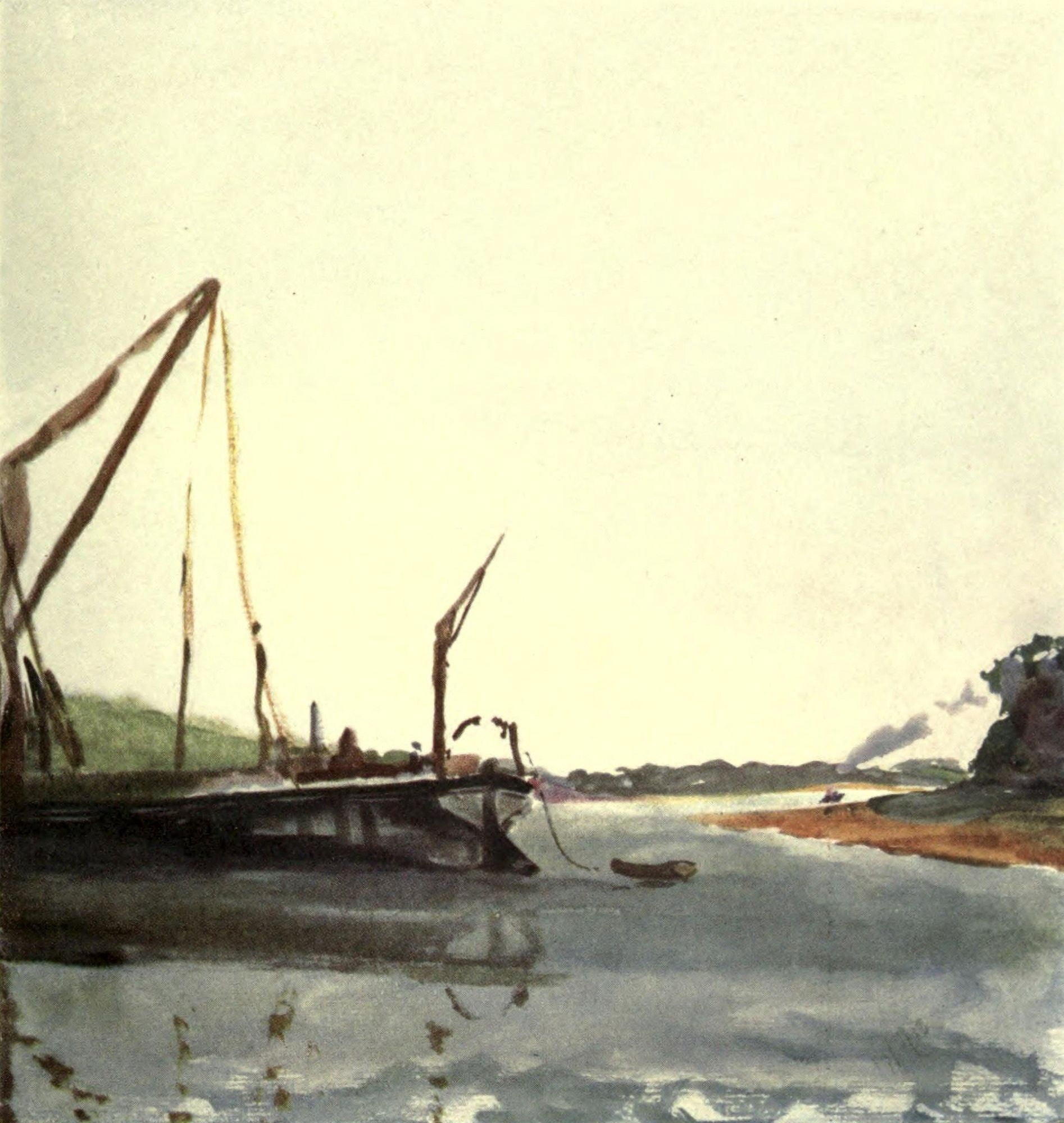 A Floating Home 1918 River Orwell Essex Canvas Art - Arnold Bennett (24 x 36)