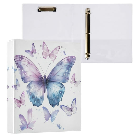 A Flock Of Butterflies 3 Ring Hardcover Binders 1.5in Round Rings for Letter-Size Folder Paper Organizer Pockets for Office Student Recipe
