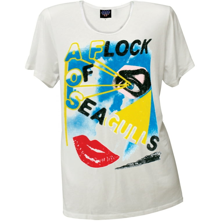 A Flock Of Seagulls Women s Juniors Face Short Sleeve T Shirt