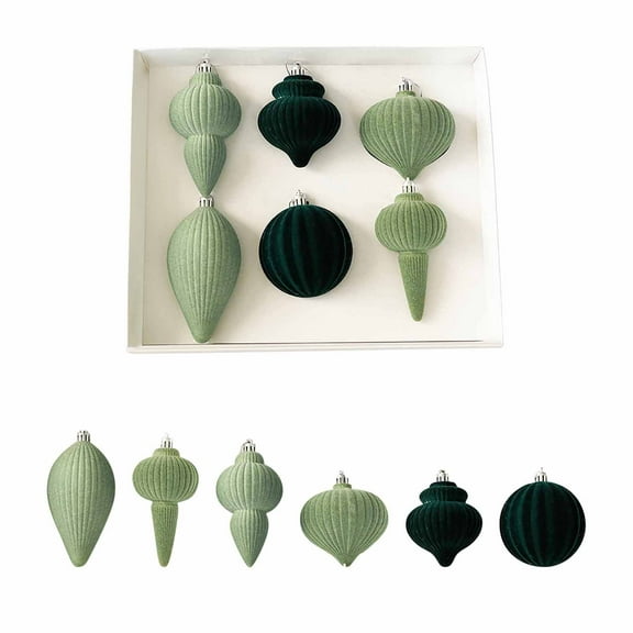 A Flocked Christmas Ball Ornament Set, 6 Pack Small Tree Hanging Decor, Velvet Finish Holiday Decoration For Home Party