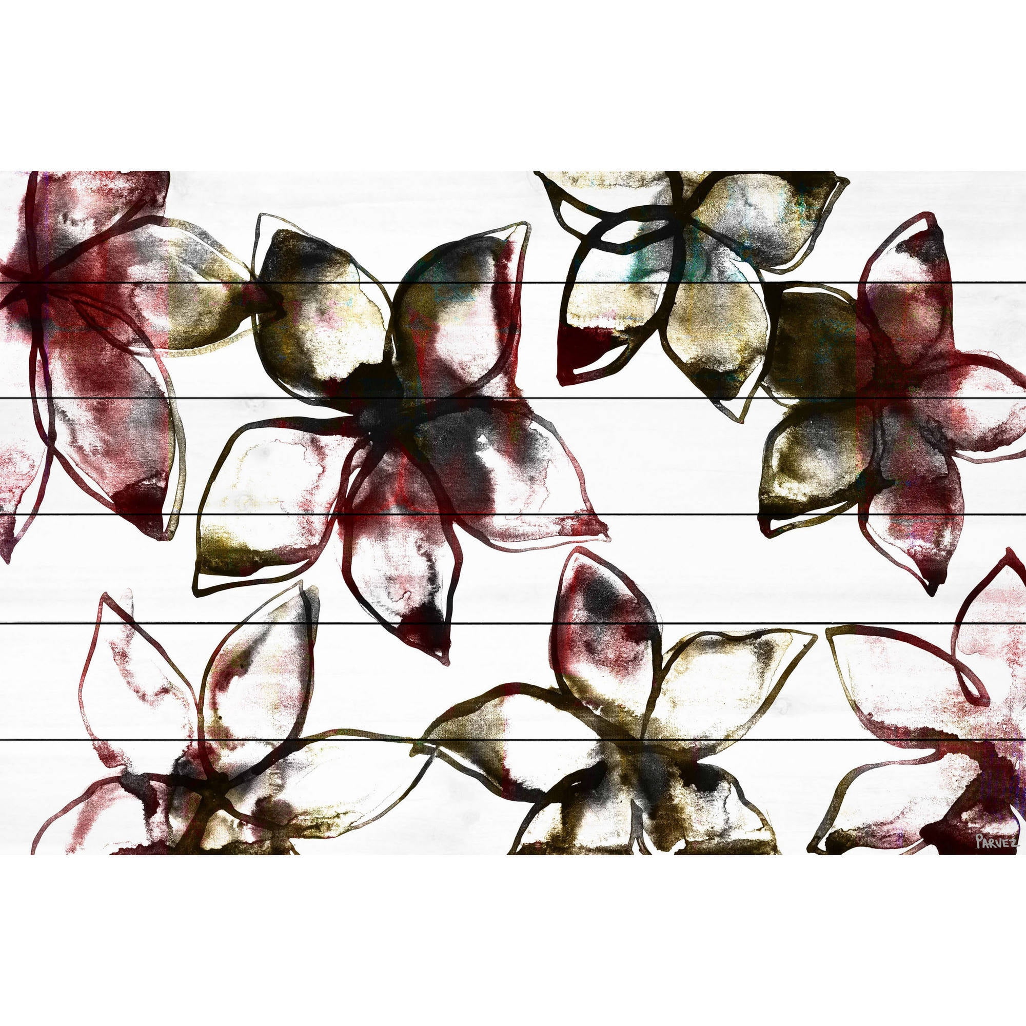 "A Floral Pattern" Painting Print on White Wood