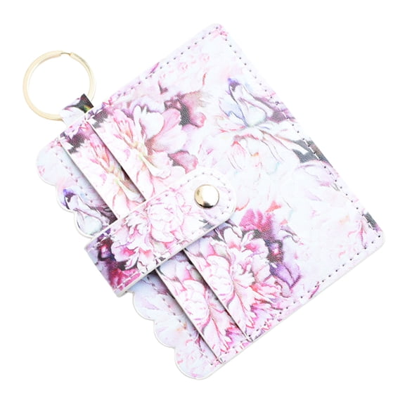 A Floral Print Pu Leather Card Case And Keychain Polyurethane Build With Multiple Slots Dimensions 11 By 9.5 By 0.5 Centimeters