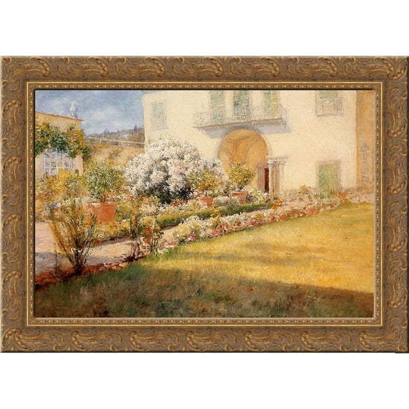 A Florentine Villa 24x18 Gold Ornate Wood Framed Canvas Art by William Merritt Chase