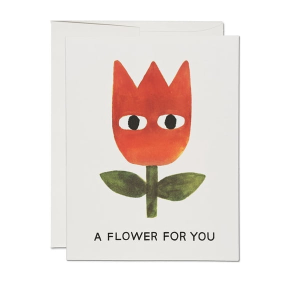 A Flower for You Greeting Card – Adorable Flower Design with Eyes – Envelope Included, Blank Inside – Perfect for Any Occasion