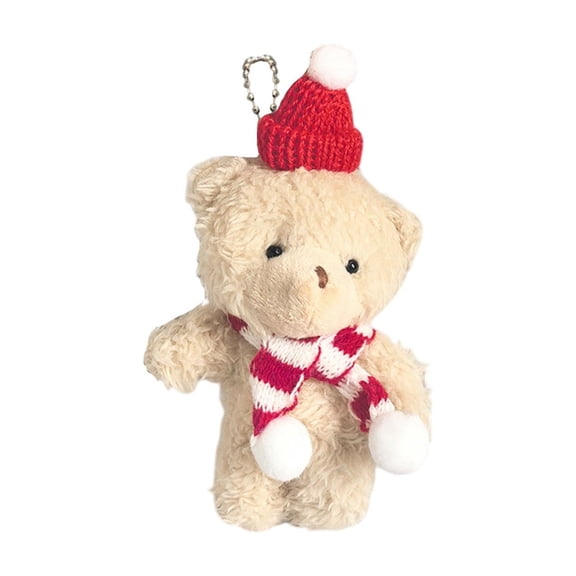A Fluffy Bear Ornament For Desktop Decoration And Seasonal Display In Resin And Fabric Construction