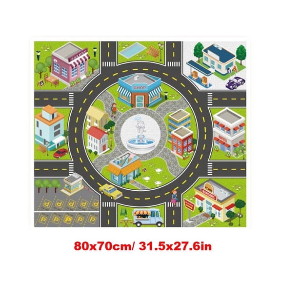 A Foldable Kids Play Mat City Pattern Small 31.5X27.6 Inch Outdoor Activity Mat For Baby
