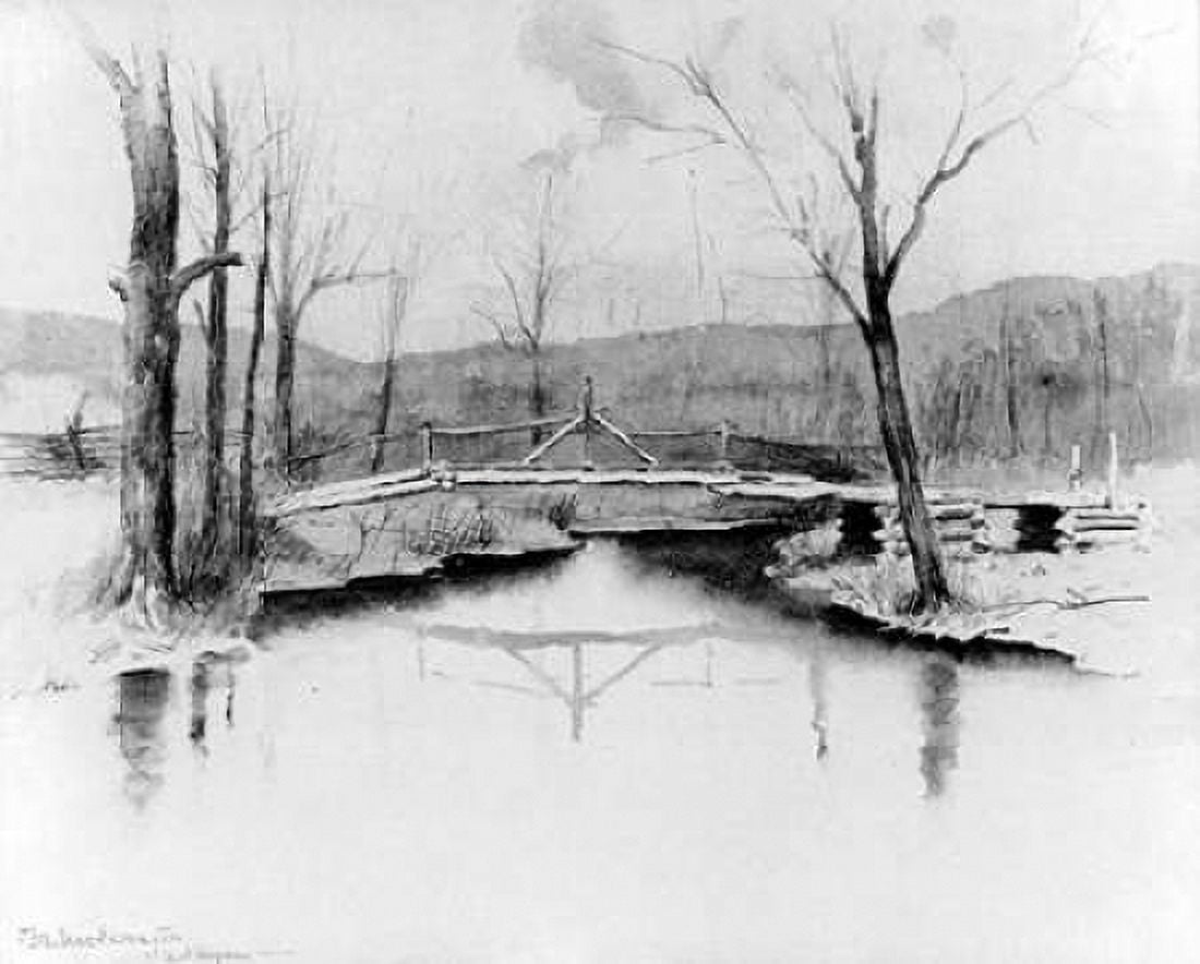 A Foot Bridge West Virginia Canvas Art - Frederic Remington (24 x 30)
