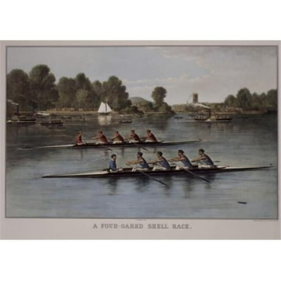 A Four-Oared Shell Race Currier & Ives - 1857-1907 American Poster Print - 24 x 36 - Large