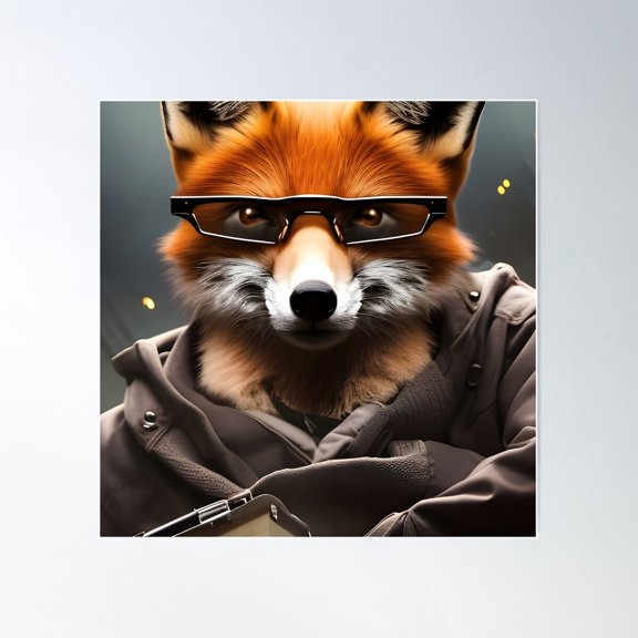A Fox With Glasses. Generative Ai. Poster Wall Art, Modern Wall Decor For Living Room Bedroom, 8x12 UNFRAMED