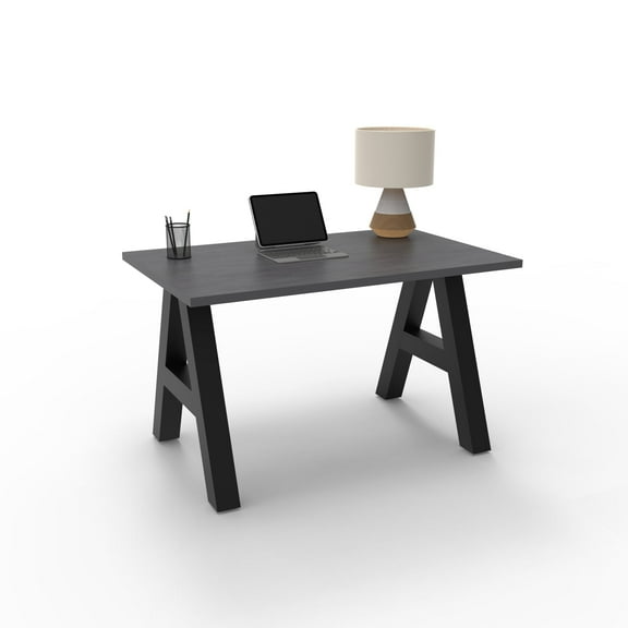 Serenity A-Frame Writing Office Desk for Home and Office, 48"x24" with Charcoal Pattern Desk Top, Black Frame