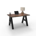 thumbnail image 1 of Serenity A-Frame Writing Office Desk for Home  and Office, 48"x30" with Walnut Block Desk Top, Black Frame, 1 of 5