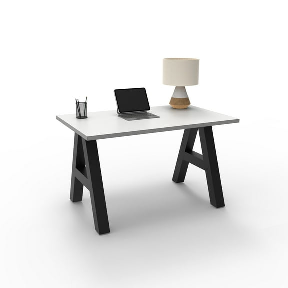 Serenity A-Frame Writing Office Desk for Home and Office, 48"x24" with White Desk Top, Black Frame