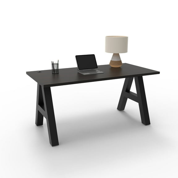 Serenity A-Frame Writing Office Desk for Home and Office, 60"x30" with Espresso Top, Black Frame