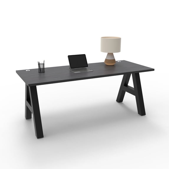 Serenity A-Frame Writing Office Desk for Home and Office, 72"x30" Charcoal Pattern Top, Black Frame