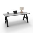 thumbnail image 1 of Serenity A-Frame Writing Office Desk for Home  and Office, 72"x30" with Gray Oak Desk Top, Black Frame, 1 of 5