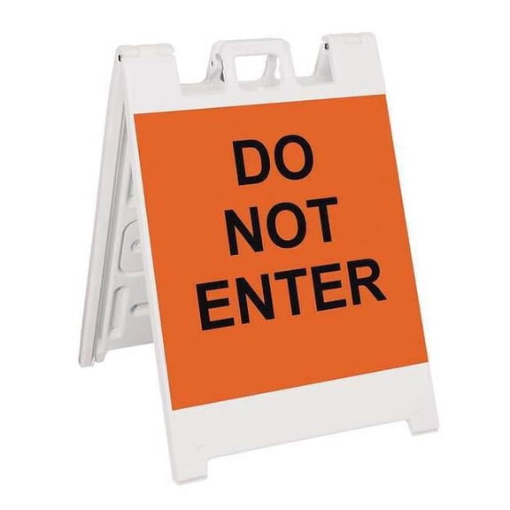 Barricade Sign, Plastic, Engineer, 36 in Height, 3 in Length, 17 lb, White