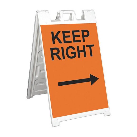 Barricade Sign, Plastic, Engineer, 45 in Height, 3 in Length, 18 lb, White