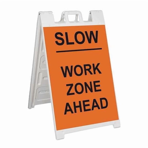 Barricade Sign, Plastic, Engineer, 45 in Height, 3 in Length, 18 lb, White