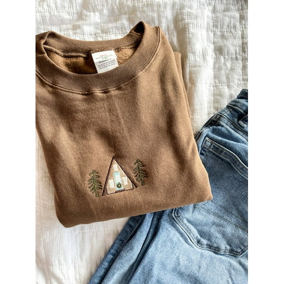 A-Frame Cabin Winter Embroidered Crewneck