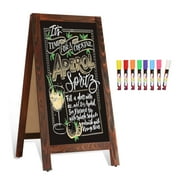 A-Frame Chalkboard, 40" x 20" Chalk Board Sign Board Magnetic Sandwich Board Double-Sided Pine Sidewalk Chalkboard Easel for Outdoor Cafe Shop Wedding Party Restaurant, Brown