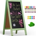 thumbnail image 1 of A-Frame Chalkboard 40" x 20", Double Sided Chalk Board Sign Board Freestanding Magnetic Sandwich Board Pine Wooden Chalkboard Easel for Cafe Shop Restaurant Wedding Party, Green, 1 of 5