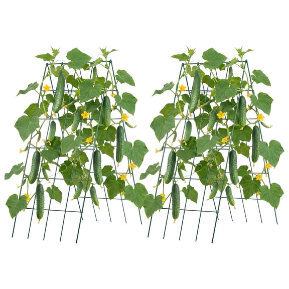 A-Frame Cucumber Trellis 4 Pack, Metal Rustproof Garden Trellis for Raised Bed